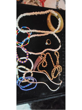 Boho Beach Jewelry Lot Shell Necklaces Heishi Bracelets Wood Pendant Coastal Bun